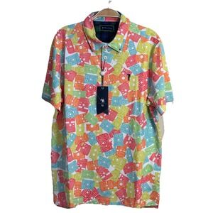 William Murray Golf Candid Cameras Polo Mens MediumShort Sleeve Vibrant, Fun NWT